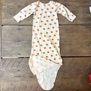 Sun Pattern Newborn Knotted Baby Gown Fold Over Hand Cuffs 100% Cotton Size 0-6m